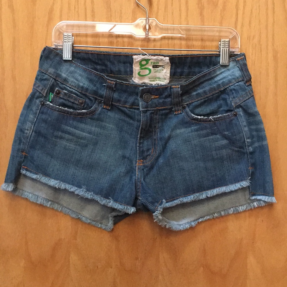 Grass Los Angeles Raw Edge Jean Shorts